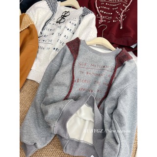 Áo Nỉ Dài Tay Sweater Lót Lông In Chữ Basic QCCC Cao Cấp