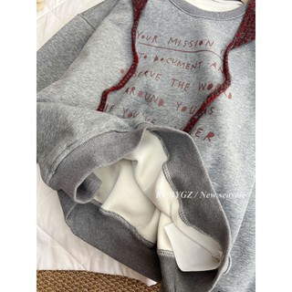 Áo Nỉ Dài Tay Sweater Lót Lông In Chữ Basic QCCC Cao Cấp