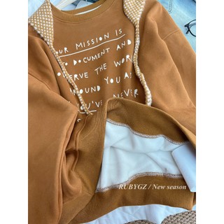 Áo Nỉ Dài Tay Sweater Lót Lông In Chữ Basic QCCC Cao Cấp
