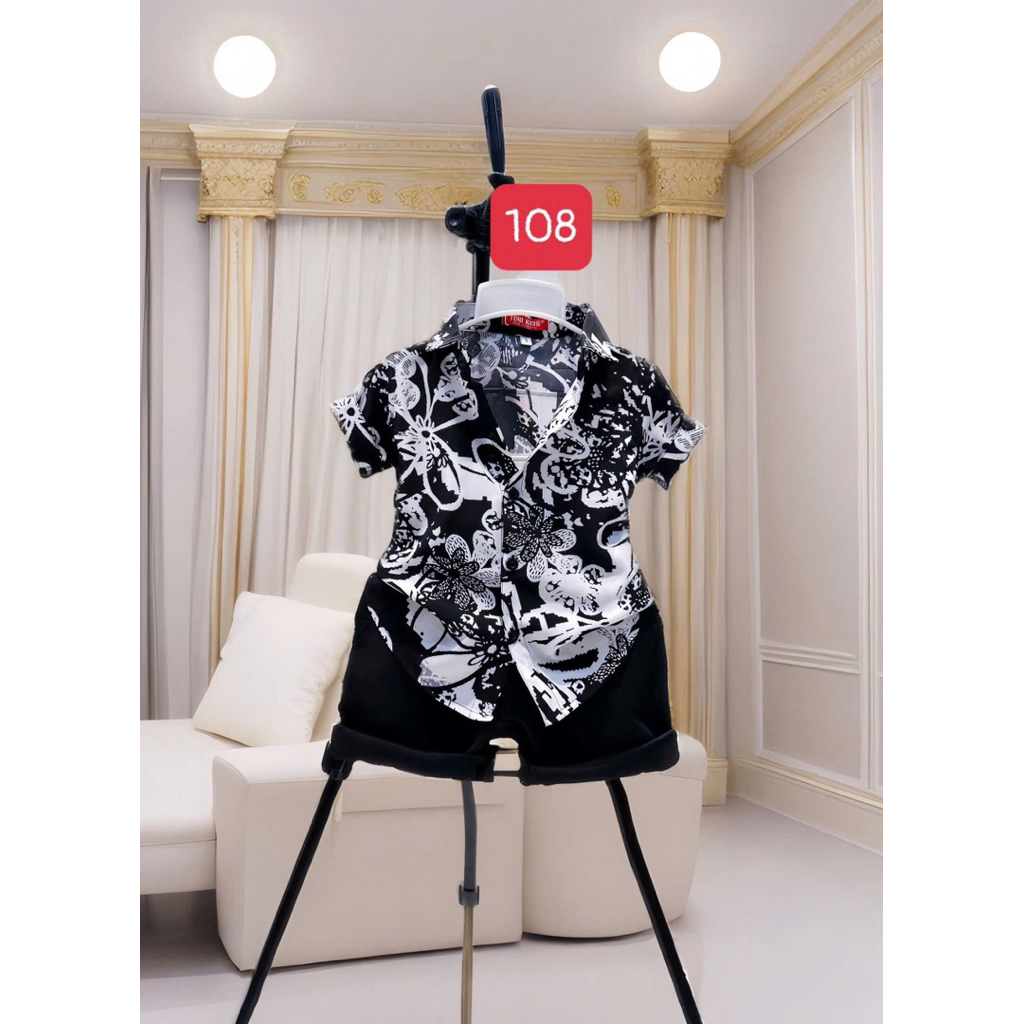 set sơmi hoạ tiết đen tổng hợp mẫu 10kg-52kg cho bé trai TONi BRAND