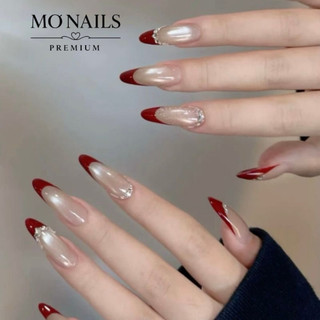 Nailbox Thiết Kế, Móng Úp, Móng Tay Giả Thạch Nude Mắt Mèo Ánh Trăng Xoay Tròn Fench Đỏ Sang Chảnh Noel Tết P32