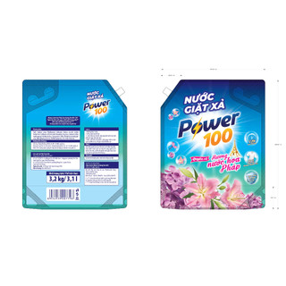 Nước Giặt Xả Power100 Hương Nước Hoa Pháp Túi 3.2KG