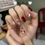 Nail Box Thiết Kế Móng Úp, Mong Giả Đỏ Đô Phối Mắt Mèo Hoạ Tiết Trái Tim Noel Và Tết M40
