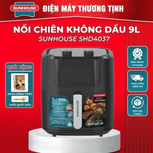 NỒI CHIÊN KHÔNG DẦU SUNHOUSE 9L 4037 BH 12 THÁNG tặng kèm sách công thức vào chổi quét dầu
