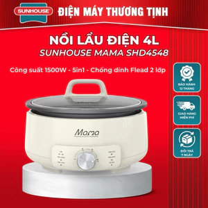 Nồi lẩu điện 4L SUNHOUSE MAMA SHD4548 đa năng lẩu, hầm, xúp, chiên, xào, công suất 1500W