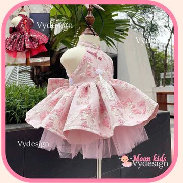 Set Váy Yếm Trung Thu Cho Bé Gái MOONKID, Kèm Phụ Kiện, Bồng Tự Nhiên. Váy Yếm Bé Gái, Đầm Tết, Trung Thu Cho Bé