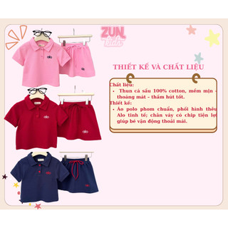 Set Thể Thao Bé Gái Áo Polo Alo & Chân Váy Lưng Thun AZB596 – Cotton Cá Sấu Mềm, Màu Tươi Sáng