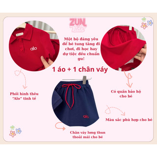 Set Thể Thao Bé Gái Áo Polo Alo & Chân Váy Lưng Thun AZB596 – Cotton Cá Sấu Mềm, Màu Tươi Sáng