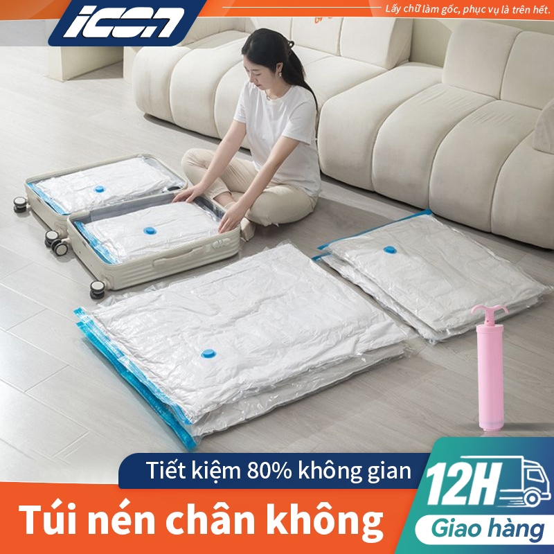 Túi Hút Chân Không ICON - Chất Liệu PA-PE Cao Cấp, Tái Sử Dụng, Phù Hợp Quần Áo & Chăn Ga | Công Nghệ Nhật Bản