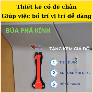 Combo 3 sản phẩm cấn thiết dùng cho xe oto:Búa phá kính+Bình CC mini FOAM+Tem hướng dẫn thoát hiểm