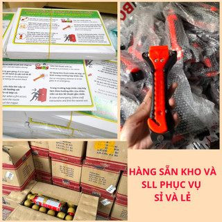 Combo 3 sản phẩm cấn thiết dùng cho xe oto:Búa phá kính+Bình CC mini FOAM+Tem hướng dẫn thoát hiểm