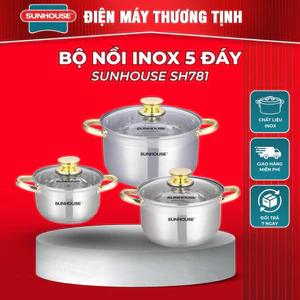 Bộ 3 Nồi Inox 5 Đáy SH781 Size 16-20-24cm.Hàng chính hãng giá cực tốt