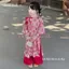 LeNguyenBaby Áo Dài Bé Gấm Hoa Đỏ xuân thì Chất Lụa Mềm Mại + gấm Size 7-45kg Thoải Mái Cho Tết Nguyên Đán, đi chùa