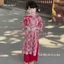LeNguyenBaby Áo Dài Bé Gấm Hoa Đỏ xuân thì Chất Lụa Mềm Mại + gấm Size 7-45kg Thoải Mái Cho Tết Nguyên Đán, đi chùa