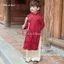 LeNguyenBaby Áo Dài Bé Gấm Hoa Đỏ xuân thì Chất Lụa Mềm Mại + gấm Size 7-45kg Thoải Mái Cho Tết Nguyên Đán, đi chùa
