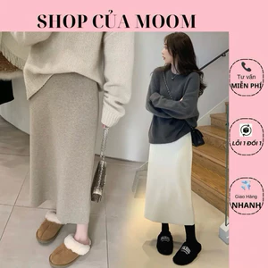 Chân Váy Dài, Chân Váy Bầu Dáng Dài Thu Đông chất Nỉ Lông Thỏ Loại 1 [92cm] Chân Váy Xẻ Tà