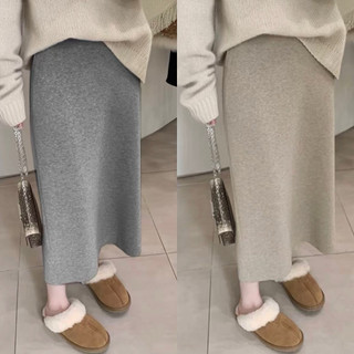 [Nhà Moom] Chân Váy Dài, Chân Váy Bầu Dáng Dài Thu Đông chất Nỉ Lông Thỏ Loại 1 [92cm] Chân Váy Xẻ Tà