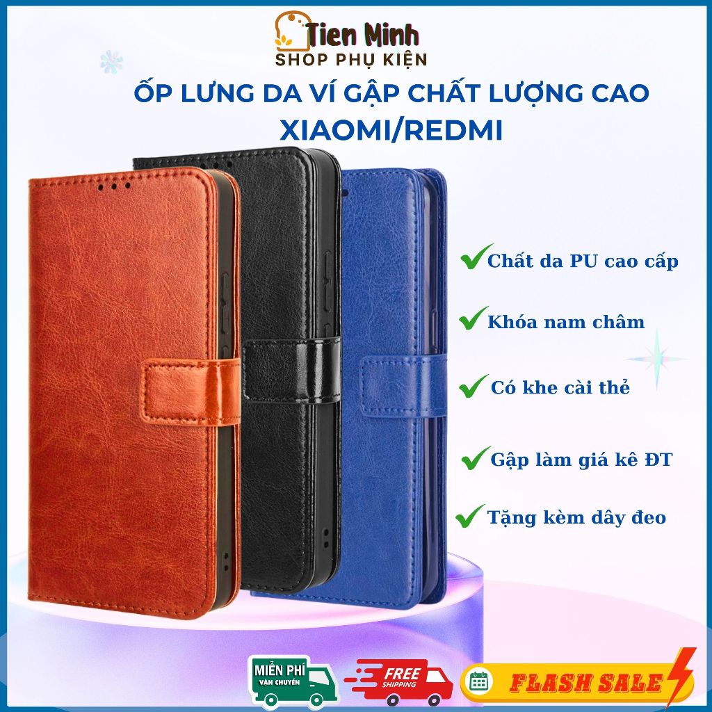 Ốp Lưng Bao Da Ví Lật XIAOMI REDMI. 2 Mặt Chất Lượng Cao, Khóa Nam Châm, Tiện Dụng, Đủ Mã Điện Thoại