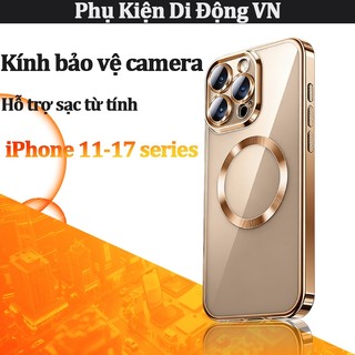 Ốp lưng iPhone chống sốc chống trầy, viền mạ điện, bảo vệ camera, hỗ trợ sạc từ cho iPhone 11 12 13 14 15 16 17 Pro Max