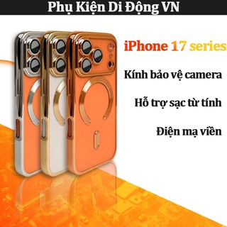 Ốp lưng iPhone mạ điện chống sốc hỗ trợ từ tính bảo vệ camera cho iPhone 11 12 13 14 15 16 17 Pro Max Plus 17 air