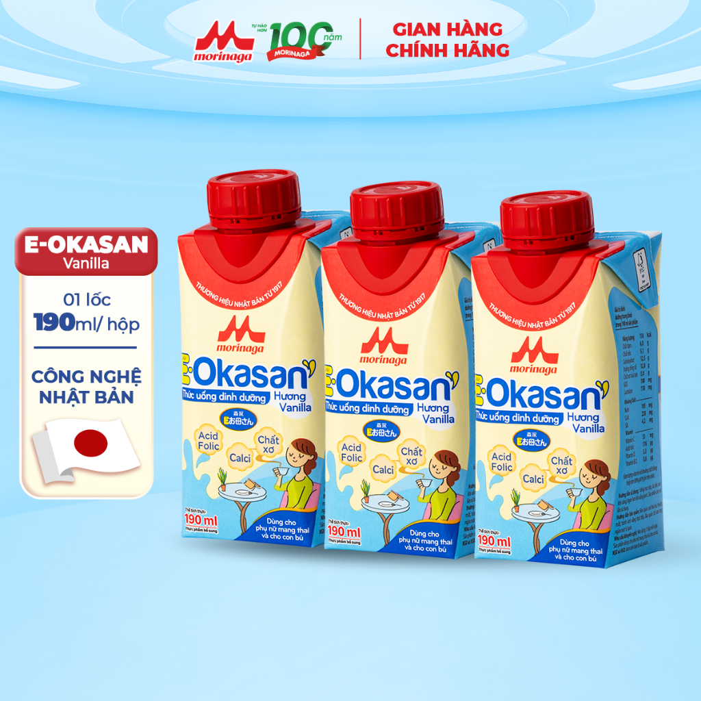 [HCM] Sữa bầu pha sẵn Morinaga E-Okasan Vị Vani 190ml mới