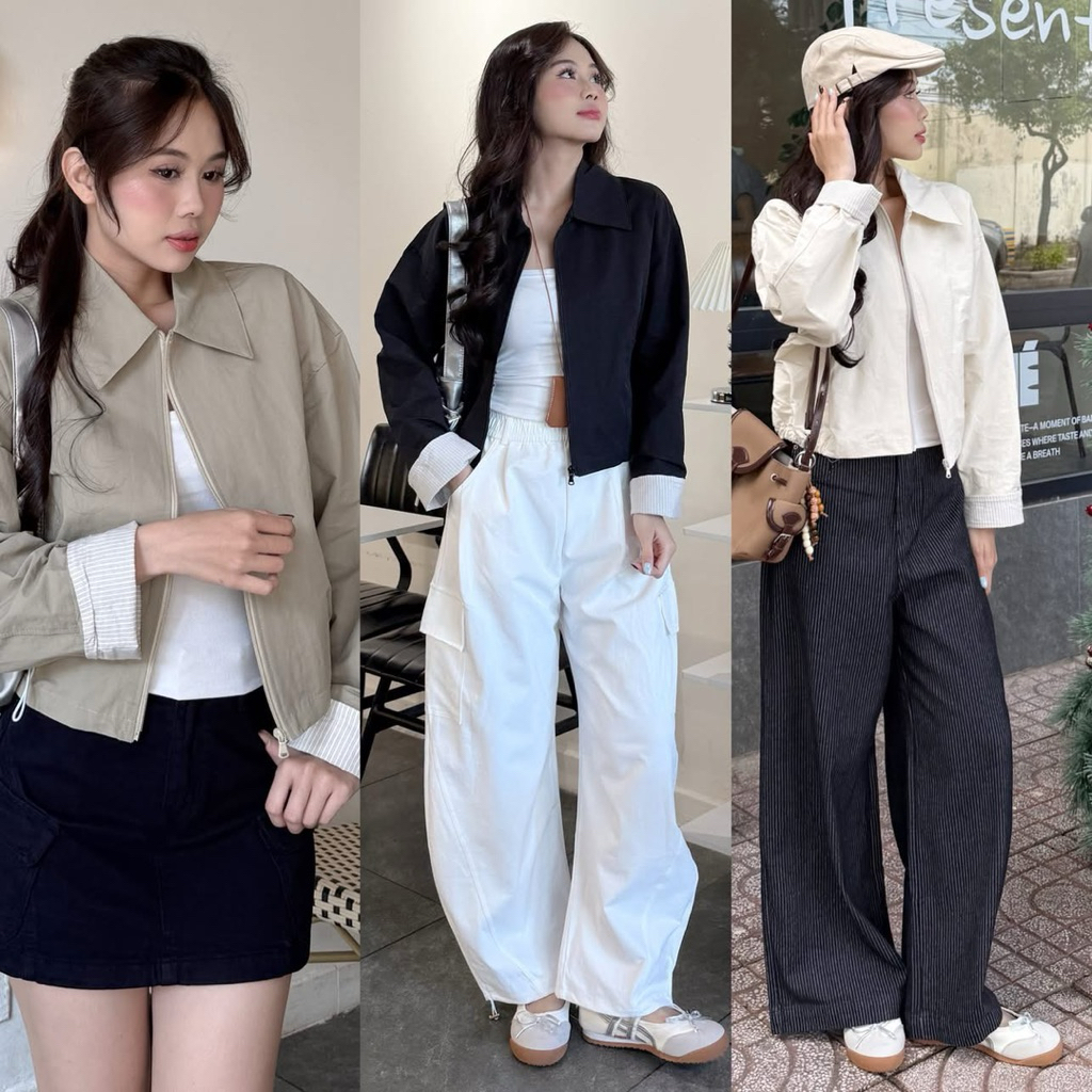 [RÁCH STORE] Áo Khoác Dù - Cổ Bẻ - Tay Phối Caro | Shopee Việt Nam