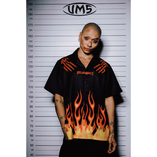 Áo sơ mi xương lửa Punk Flame URBAN MONKEY Cotton lạnh Form Oversize Nam Nữ Local Brand