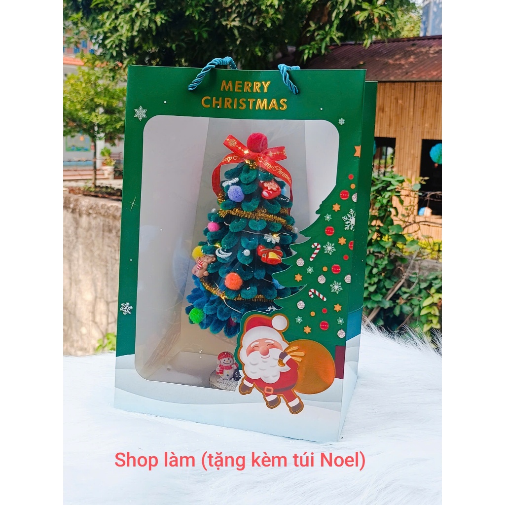 Cây Thông Noel Kẽm Nhung| Set Tự Làm DIY- Tặng 5 Charm Noel nổi+ Đèn Led/ Shop Làm Sẵn+ đèn led+ túi