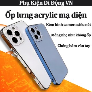Ốp lưng kính mờ mạ điện cao cấp cho iPhone 14 15 16 Pro Max Plus, chống sốc, bảo vệ sang trọng