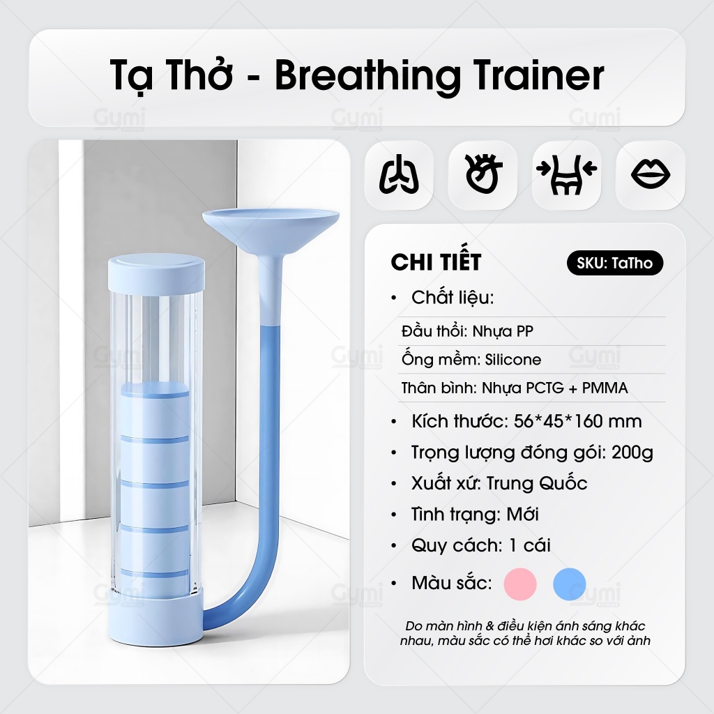 Tạ Tập Thở Chuyên Dụng - Dụng Cụ Tăng Dung Tích Phổi, Điều Chỉnh Kháng Lực Luyện Hô Hấp - TaTho
