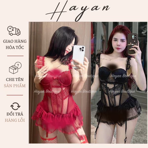 CS6 Bodysuit ren cup v1 có GỌNG kèm ĐỆM LÓT, đồ cosplay lingerie kèm đại kẹp tất gợi cảm CS6