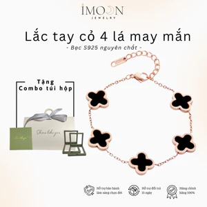 Vòng tay nữ IMOON Five Four Leaf Clovers Bracelet Silver , lắc tay cỏ 4 lá IMOON009