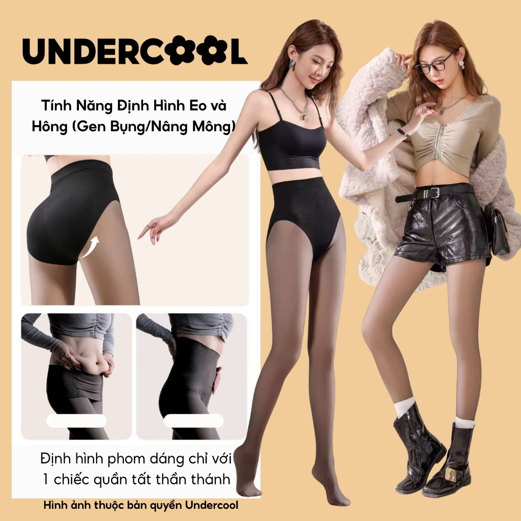 Quần Tất Gen Bụng 3D Nâng Mông Che Khuyết Điểm Siêu Thật UNDERCOOL Mềm Mại, Giữ Ấm, Định Hình Eo V3 Live - QT18