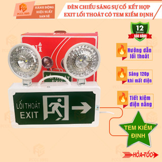 [Có kiểm định] Đèn chiếu sáng sự cố kết hợp biển EXIT thoát hiểm khẩn cấp, dùng khi mất điện PCCC...