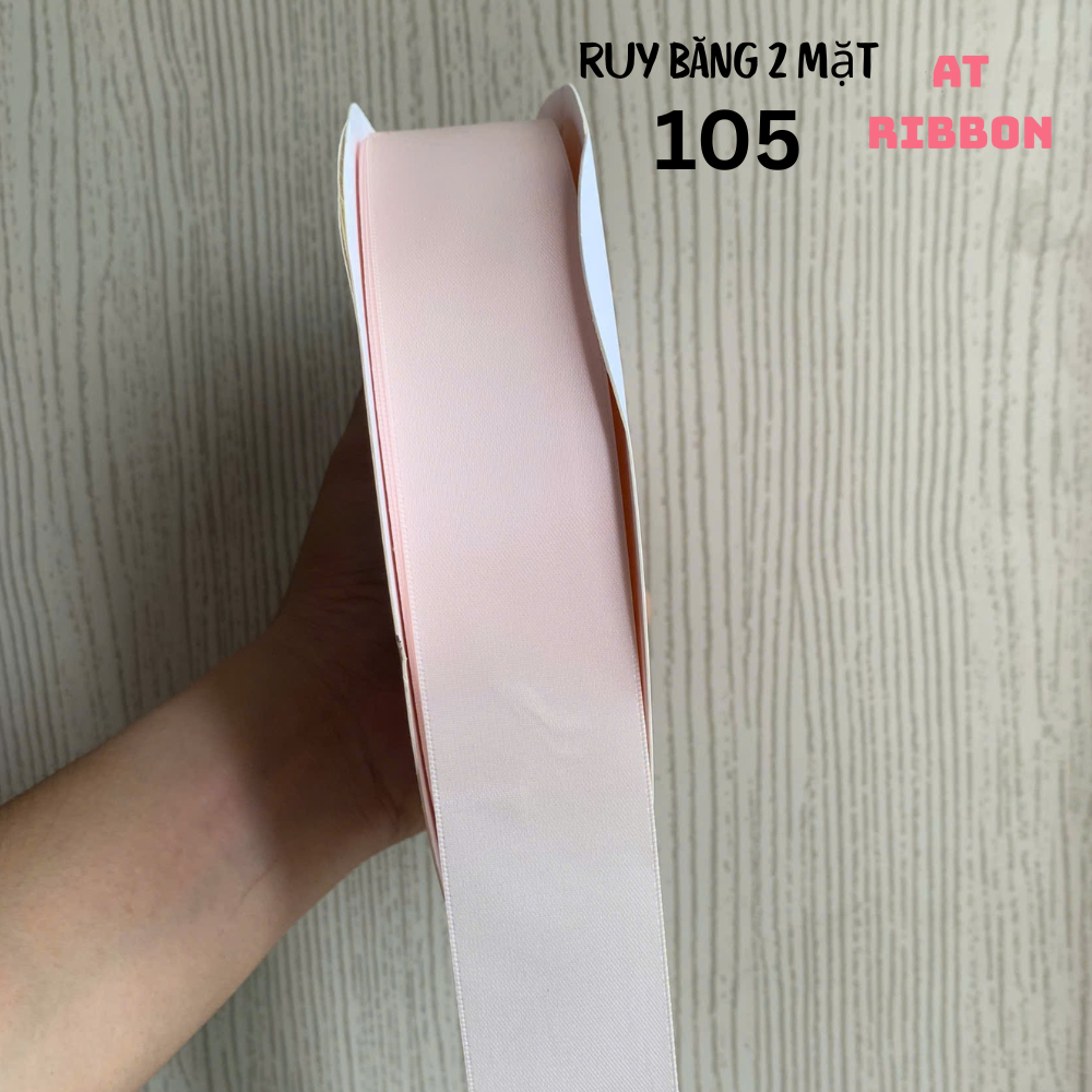 Ruy băng SATIN dài 9,14 mét loại hai mặt cao cấp làm đồ Handmade, Trang trí (Tone Hồng Xám)