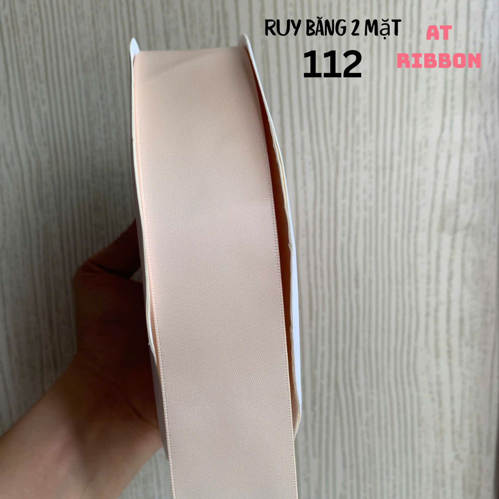 Ruy băng SATIN dài 9,14 mét loại hai mặt cao cấp làm đồ Handmade, Trang trí (Tone Hồng Xám)