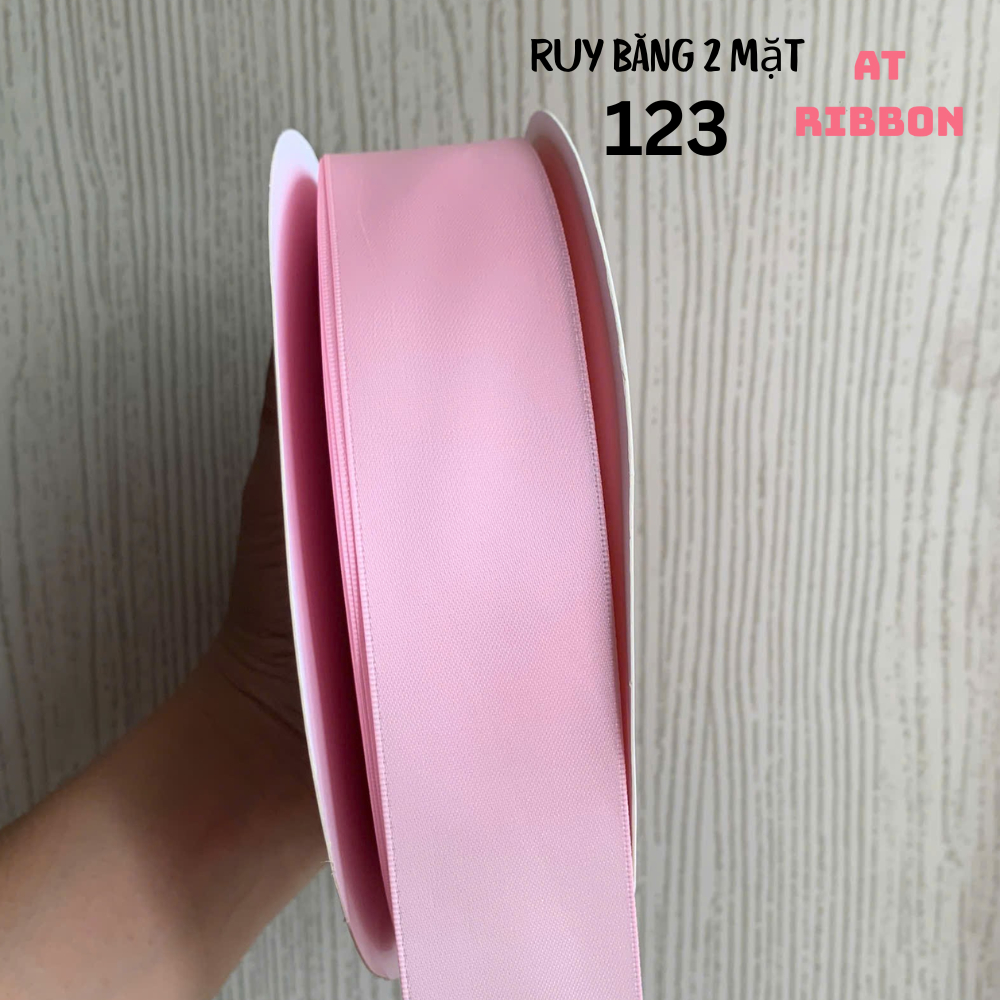 Ruy băng SATIN dài 9,14 mét loại hai mặt cao cấp làm đồ Handmade, Trang trí (Tone Hồng Xám)