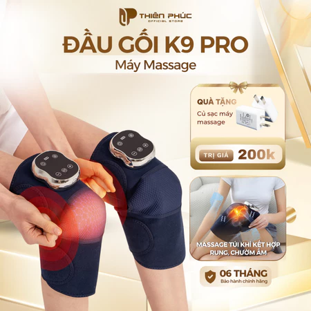 Máy massage đầu gối K9 Pro rung túi khí, matxa chườm ấm hồng ngoại màn hình LCD thư giãn giảm đau