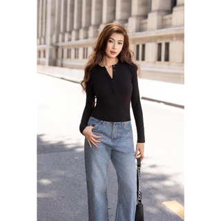 MARC FASHION Áo Thun Tay Dài Cổ Tròn Gài Nút - CBAT102532