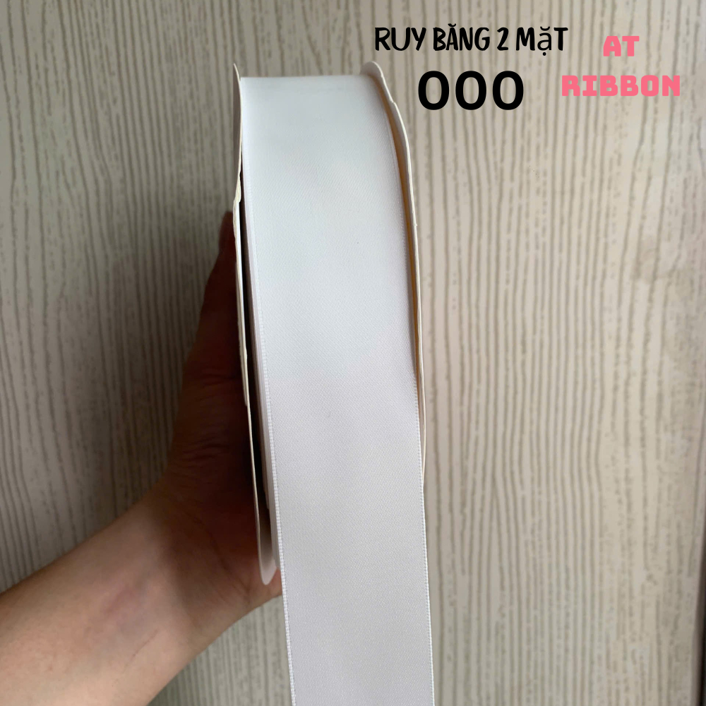 Ruy băng SATIN dài 9,14 mét loại hai mặt cao cấp làm đồ Handmade, Trang trí (Tone Trắng Đen)
