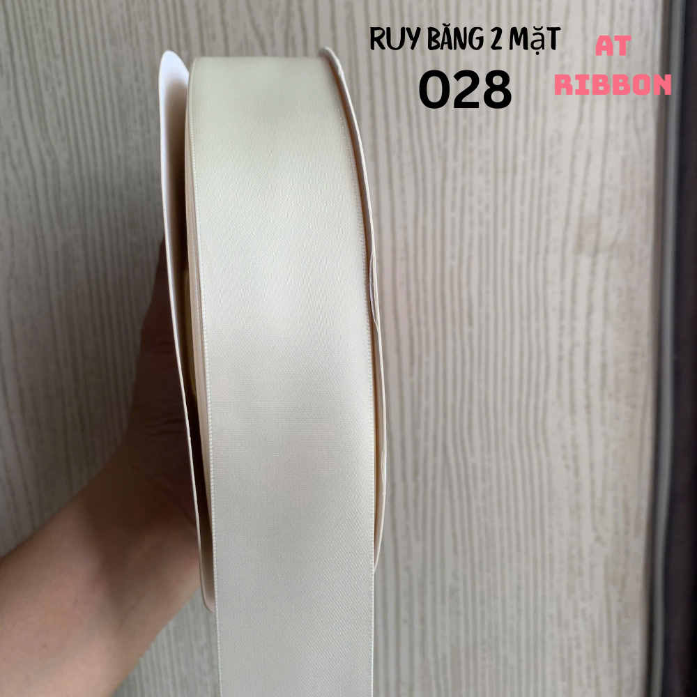 Ruy băng SATIN dài 9,14 mét loại hai mặt cao cấp làm đồ Handmade, Trang trí (Tone Trắng Đen)