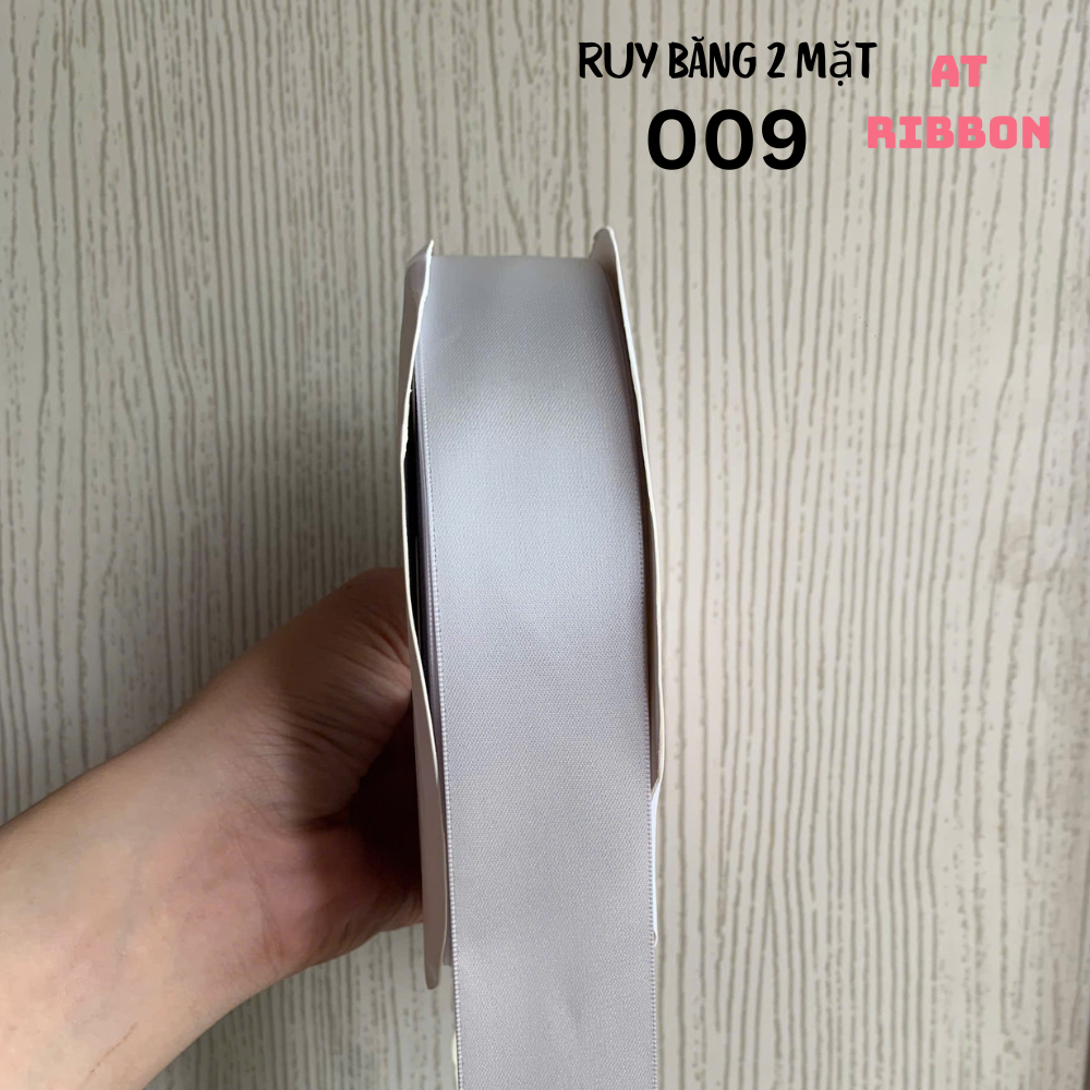 Ruy băng SATIN dài 9,14 mét loại hai mặt cao cấp làm đồ Handmade, Trang trí (Tone Trắng Đen)
