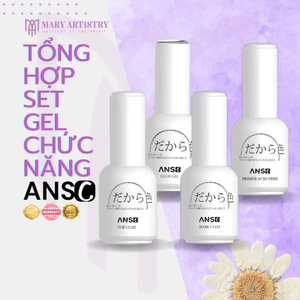 Gel Chức Năng ANSC Cao Cấp - Base, Top Cường Lực, Kiềm Dầu, Glue Gel Đính Đá Dán Móng 18ml