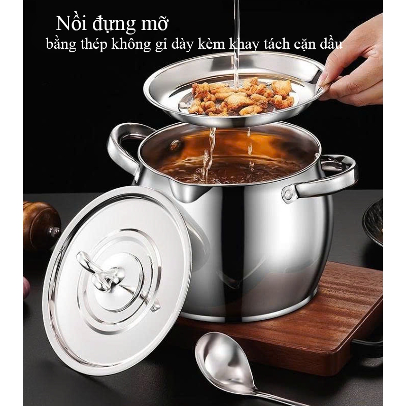 Âu đựng mỡ đa năng có lưới lọc bền đẹp 1-4 lít. hũ lọc mỡ đa năng có lắp đậy 4 in 1