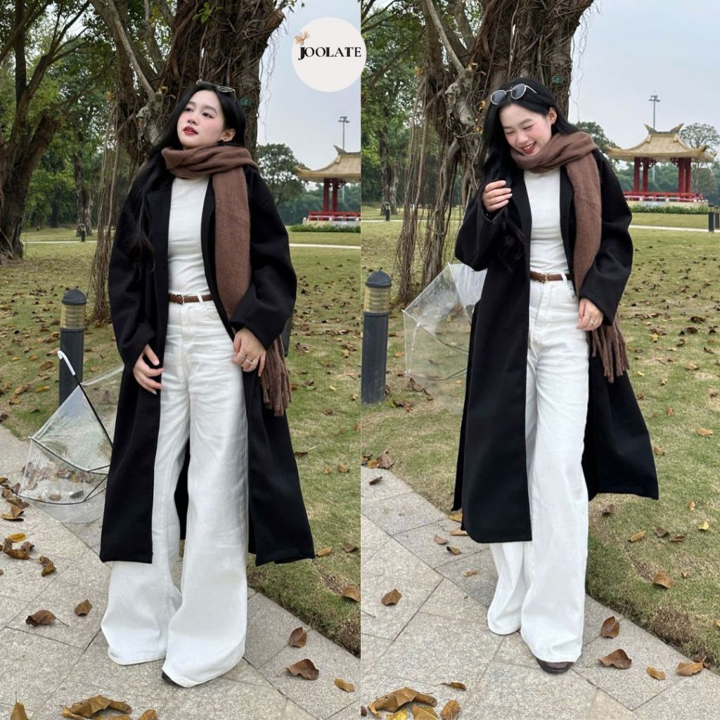 Áo Khoác Dạ Nữ Dài Cổ Cao Tối Giản – Style Hàn Quốc Thanh Lịch, Chống Lạnh Mùa Đông Joolate