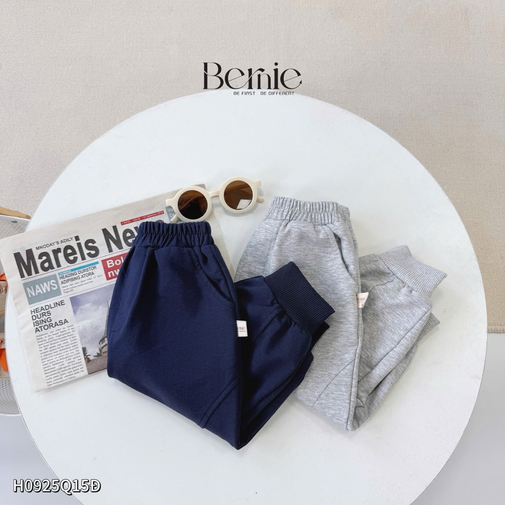 Quần dài nỉ da cá Bernie thiết kế thêu chữ YOO sắc nét kiểu dáng năng động cho bé 9-24kg