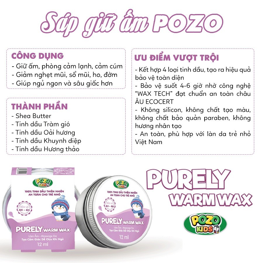 [COMBO GIỮ ẤM CHO BÉ] Combo Pozo Tắm & Thoa Ấm: Nước Cốt Gừng Tắm Bé & Sáp Ấm - Phòng Cảm, Giảm Ho, Ngủ Ngon