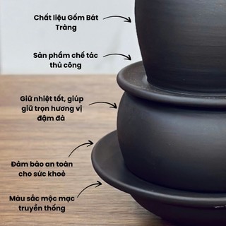 Bộ phin cà phê tử sa đất nung Bát Tràng - Phin gốm thủ công pha cà phê truyền thống, decor vintage - Gốm Việt Pottery