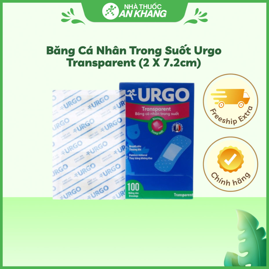 Băng cá nhân trong suốt Urgo Transparent (2 x 7.2cm)
