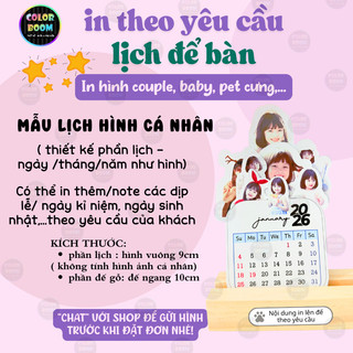 Lịch Để Bàn In Hình Theo Yêu Cầu – In Ảnh Cá Nhân, Couple, Bé, Pet Cưng | Quà Tặng 2026